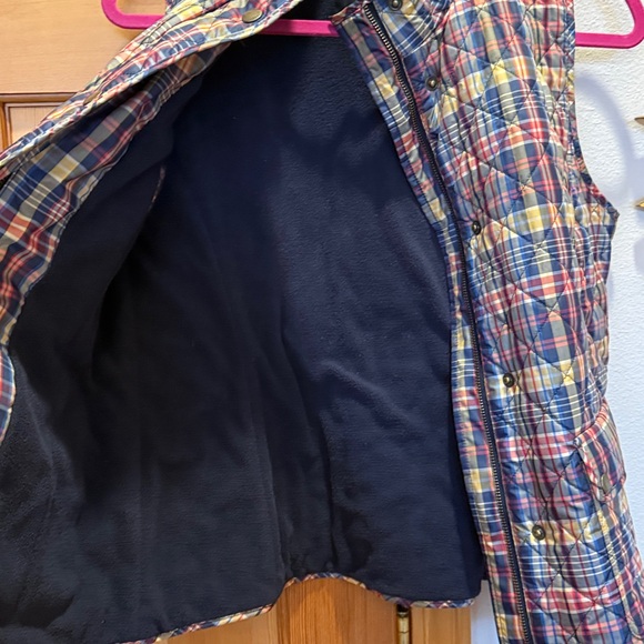 Talbots Diamond Quilted Plaid Vest Women’s Size S Full Zip Mock Beck Pockets - Picture 11 of 12